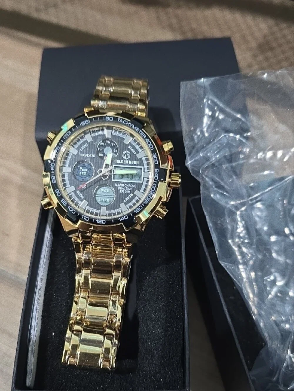 Gold Men's Chronograph Bracelet Watch - Unbranded